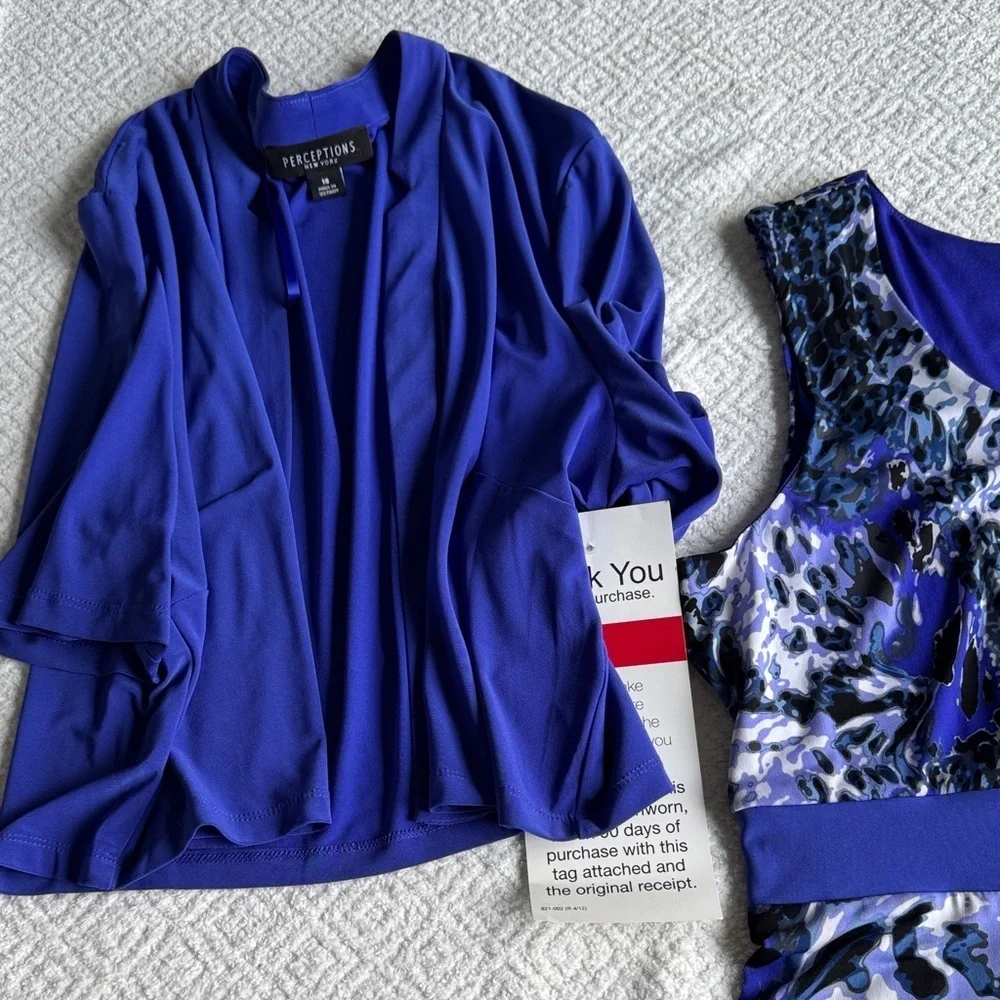 NWT Perceptions Blue and Black Maxi Dress with Jacket Zs 18
